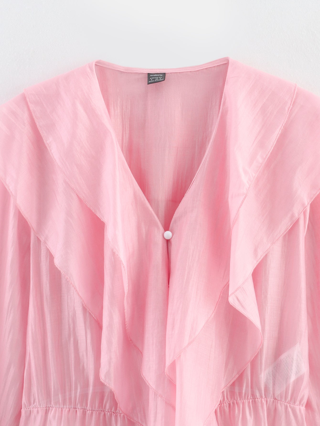 Summer Pink Chiffon Layered VNeck Ruffle Top | Tencel Cotton Blend | noémi