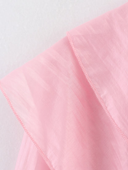 Summer Pink Chiffon Layered VNeck Ruffle Top | Tencel Cotton Blend | noémi