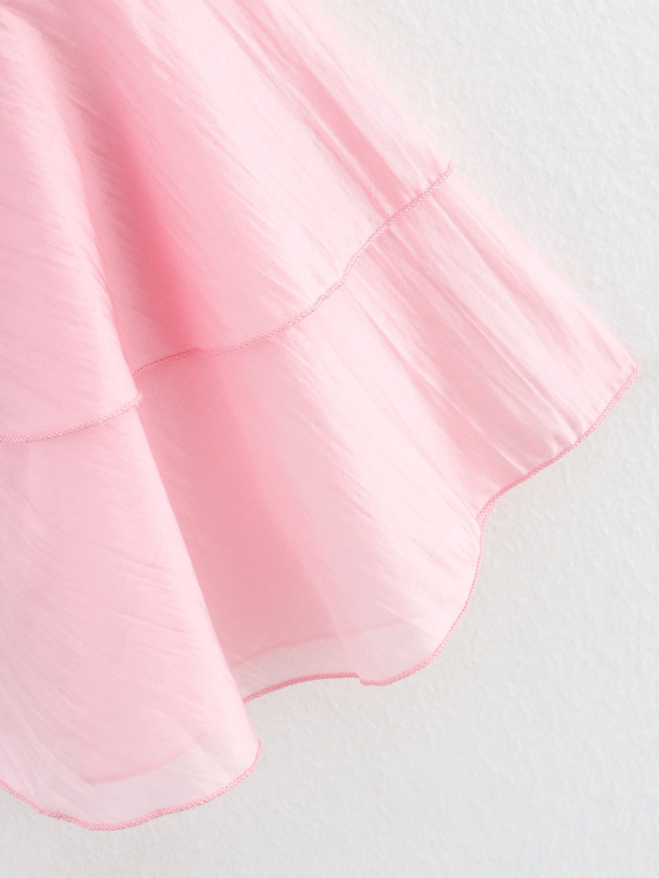 Summer Pink Chiffon Layered VNeck Ruffle Top | Tencel Cotton Blend | noémi