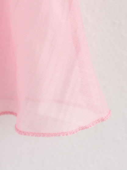 Summer Pink Chiffon Layered VNeck Ruffle Top | Tencel Cotton Blend | noémi