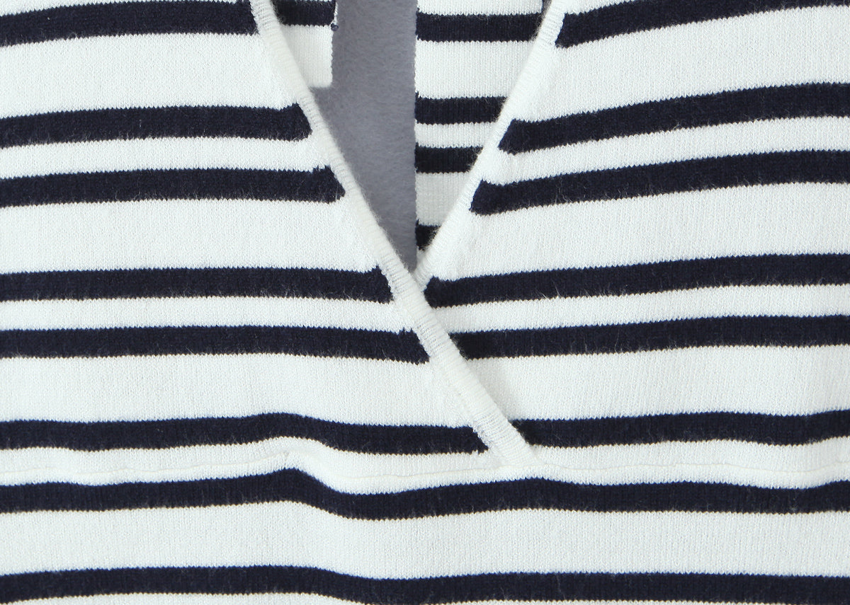 Womens Striped Three Piece Set | Slim Fit Knit Cardigan, Bootcut Trousers & Hooded Top | noémi