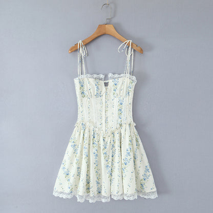 Womens Printed Lace Patchwork Bodycon Dress | Slim Fit Waist Detail | noémi