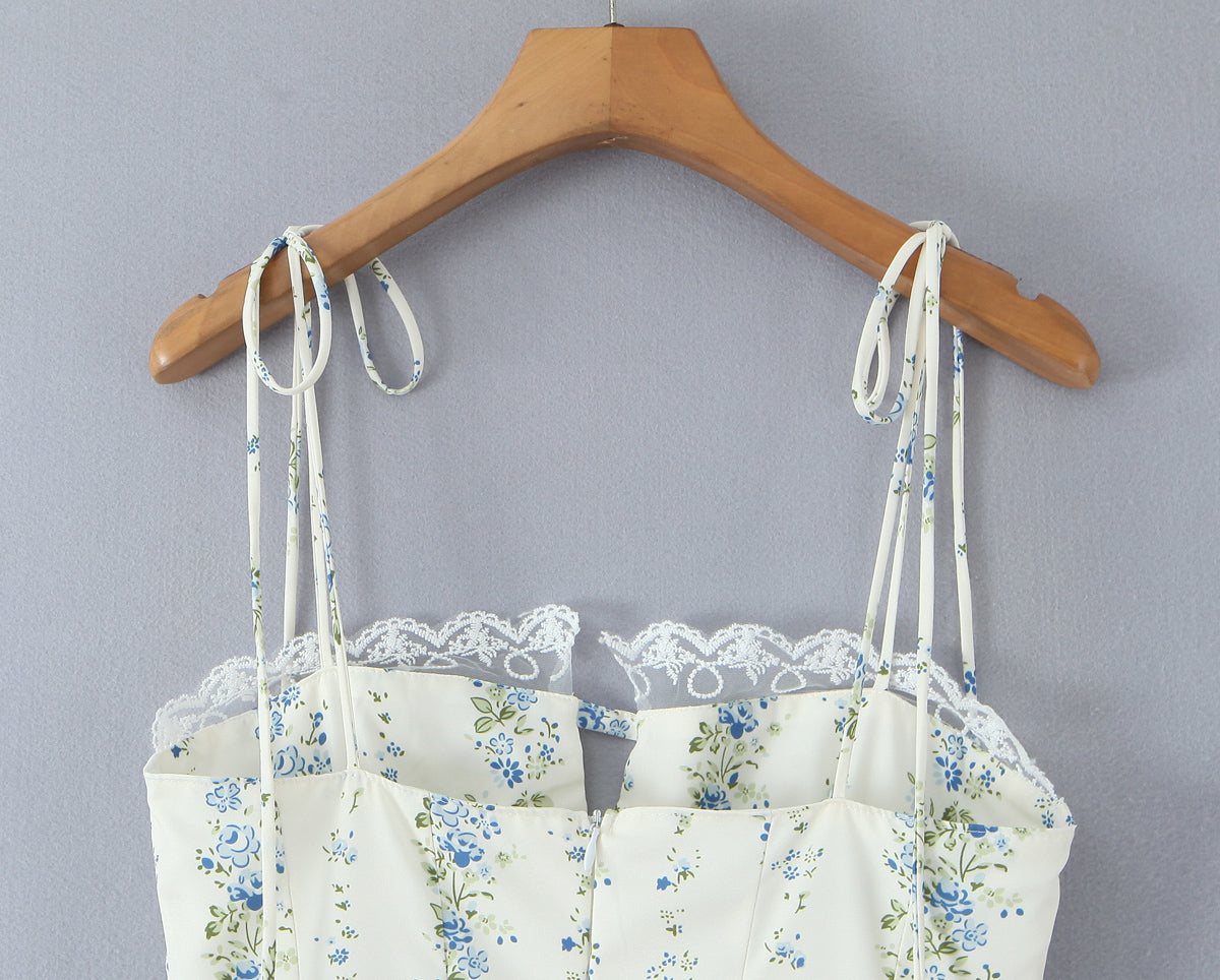 Womens Printed Lace Patchwork Bodycon Dress | Slim Fit Waist Detail | noémi