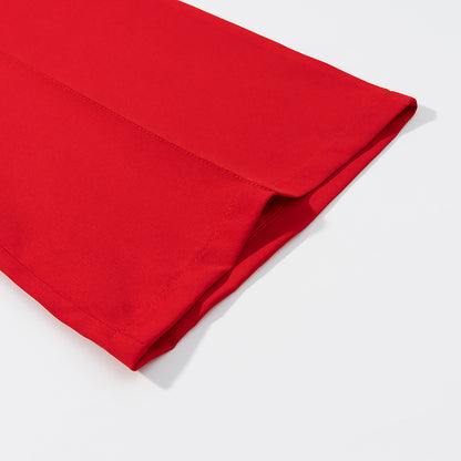 Womens Tube Top & Straight Leg Trousers Set | Draped Red Two Piece Outfit | noémi
