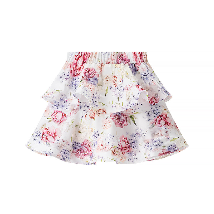 Floral Two Piece Set | Sleeveless Halter Crop Top & Ruffled Mini Skirt | noémi
