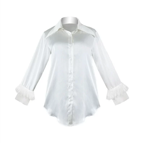 Shirt Pajamas for Women | Ice Silk White Shirt Nightdress | noémi