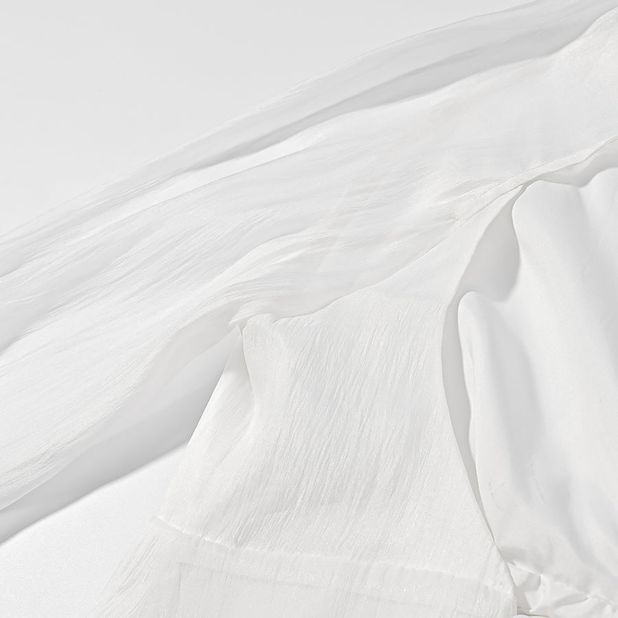 Vintage Deep V Plunge Collared Long Sleeve WaistDefined Short Dress with Bare Back | High Waist Pleated Skirt | noémi