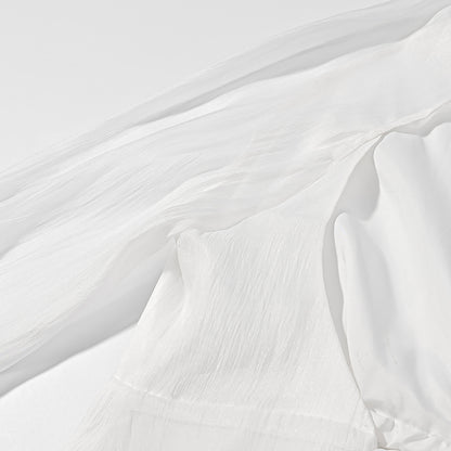 Vintage Deep V Plunge Collared Long Sleeve WaistDefined Short Dress with Bare Back | High Waist Pleated Skirt | noémi