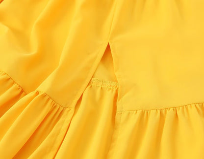 Yellow Off Shoulder Maxi Dress | Pleated Waist, Flowing Fit | noémi