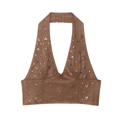 2 Piece Set for Women | Backless Halter Vest & Tassel Fringe Shorts | noémi