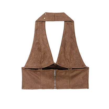 2 Piece Set for Women | Backless Halter Vest & Tassel Fringe Shorts | noémi