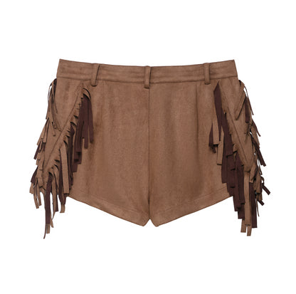 2 Piece Set for Women | Backless Halter Vest & Tassel Fringe Shorts | noémi