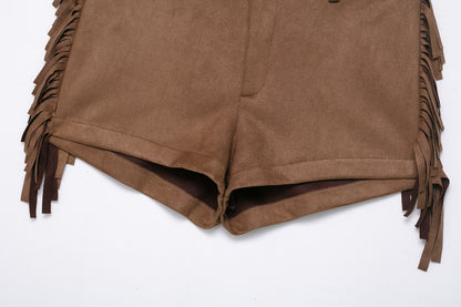 2 Piece Set for Women | Backless Halter Vest & Tassel Fringe Shorts | noémi