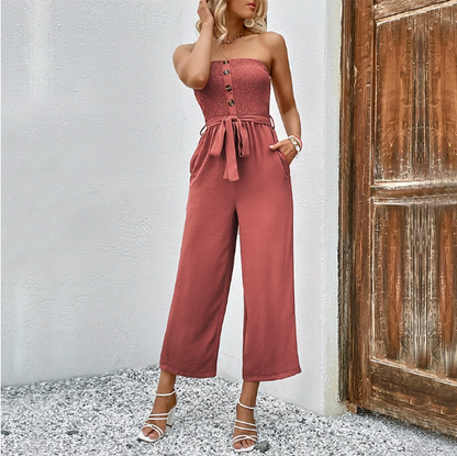 Tube Top Jumpsuit for Women | Wide Leg One Piece Pants | noémi