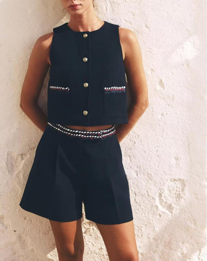 Womens Two Piece Set | Trimmed Vest Jacket | noémi