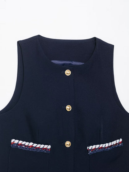 Womens Two Piece Set | Trimmed Vest Jacket | noémi