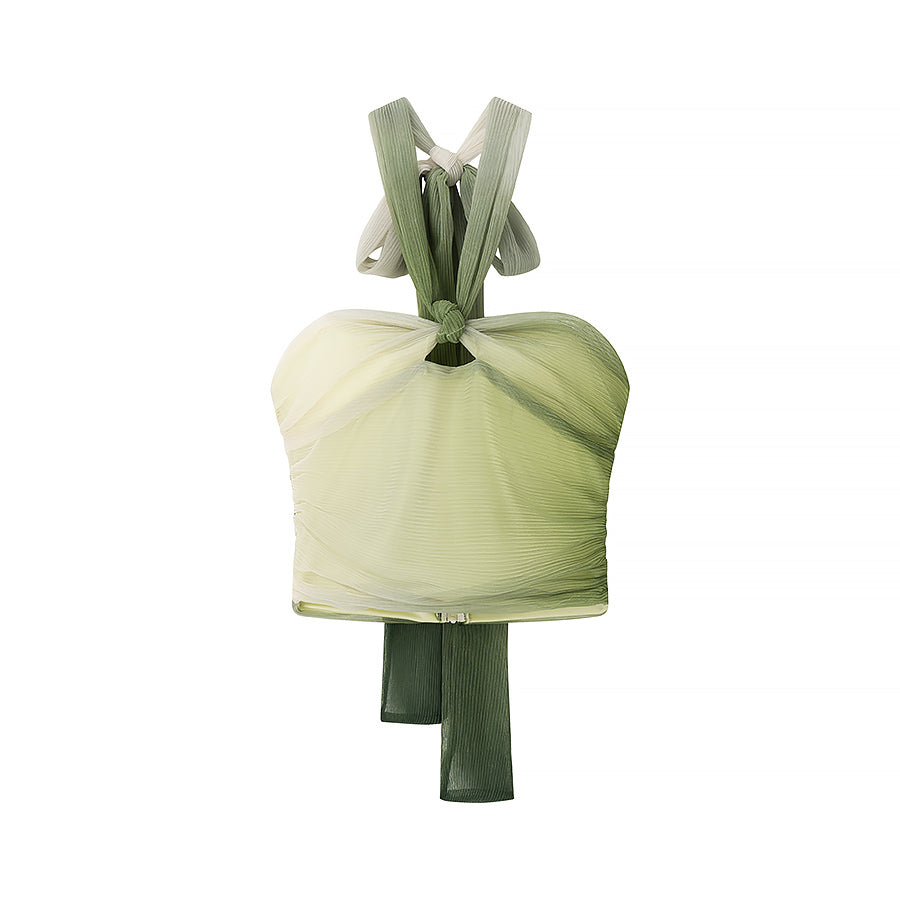2 Piece Green Gradient Set | Pleated Crop Top & Flowing Maxi Skirt | noémi