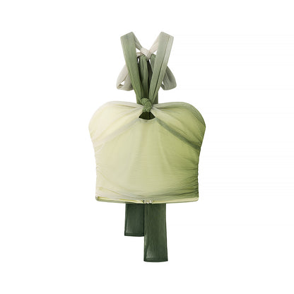 2 Piece Green Gradient Set | Pleated Crop Top & Flowing Maxi Skirt | noémi
