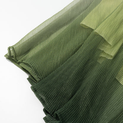 2 Piece Green Gradient Set | Pleated Crop Top & Flowing Maxi Skirt | noémi