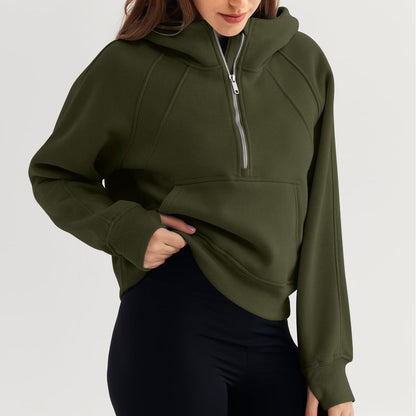 Half Zip Pullover Hoodie | Fleece Scuba Sweater for Women | noémi
