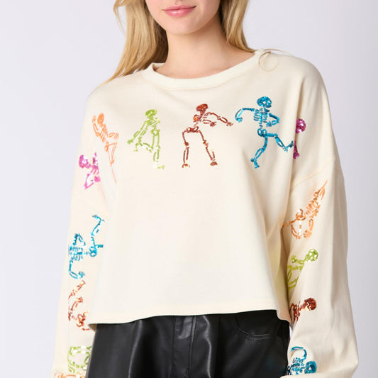 Womens Halloween Skull Sequin Sweatshirt | noémi