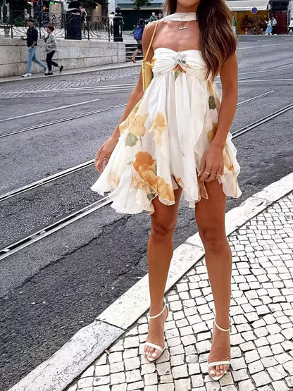 Womens Strapless Short Printed Dress | noémi