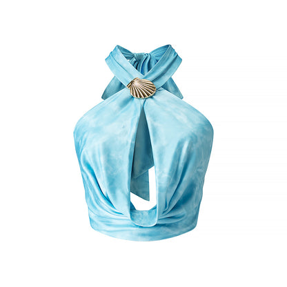 Womens Halter Crop Top | Sleek Cutout, Backless & Sleeveless | noémi