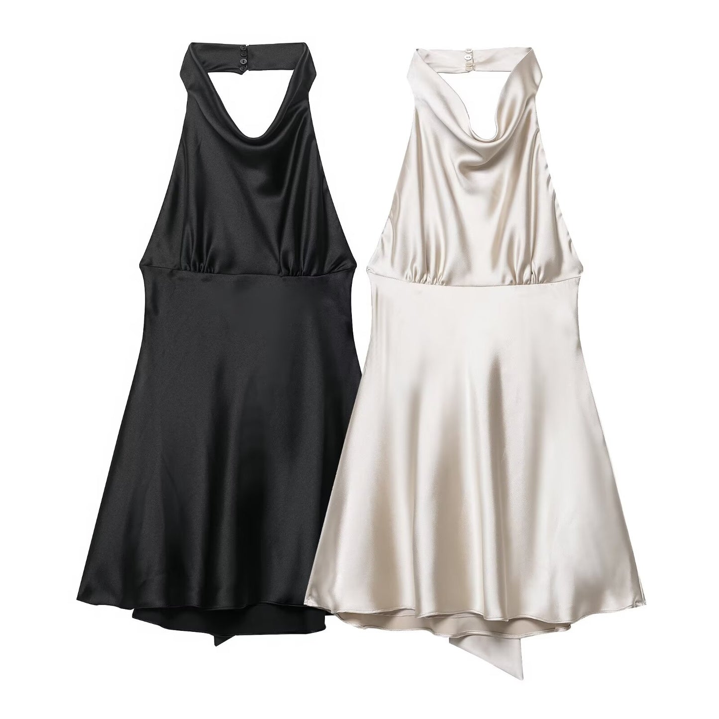 Womens Silk Satin Halter Mini Dress | noémi