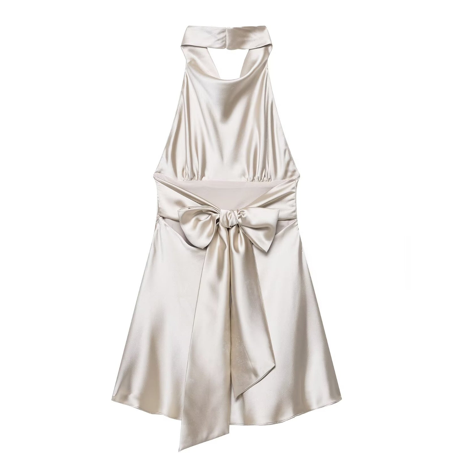 Womens Silk Satin Halter Mini Dress | noémi