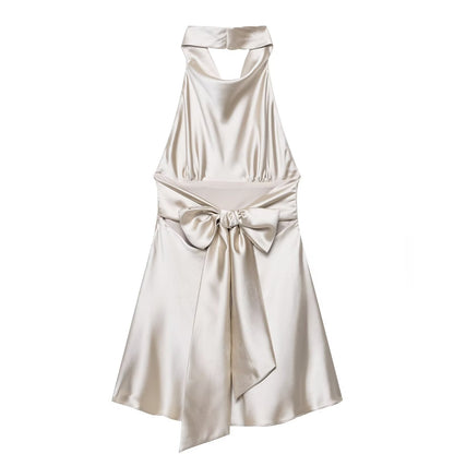 Womens Silk Satin Halter Mini Dress | noémi