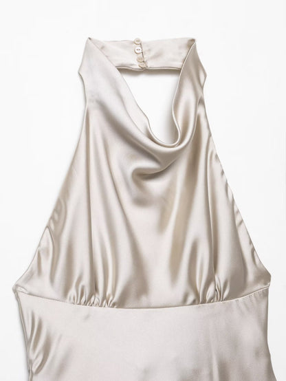 Womens Silk Satin Halter Mini Dress | noémi