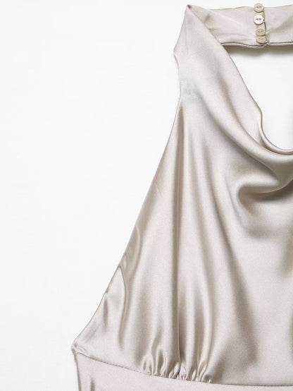 Womens Silk Satin Halter Mini Dress | noémi