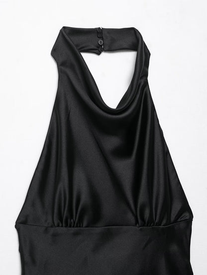 Womens Silk Satin Halter Mini Dress | noémi