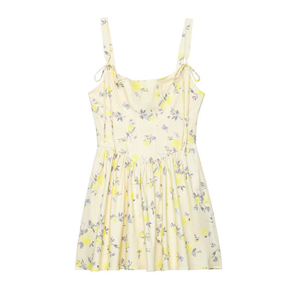 Womens Floral Poplin Strap Short Dress | noémi