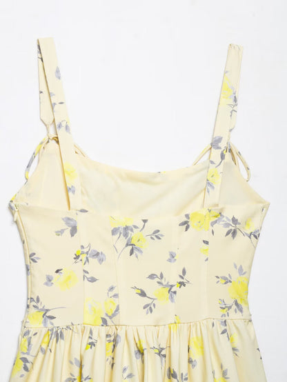 Womens Floral Poplin Strap Short Dress | noémi