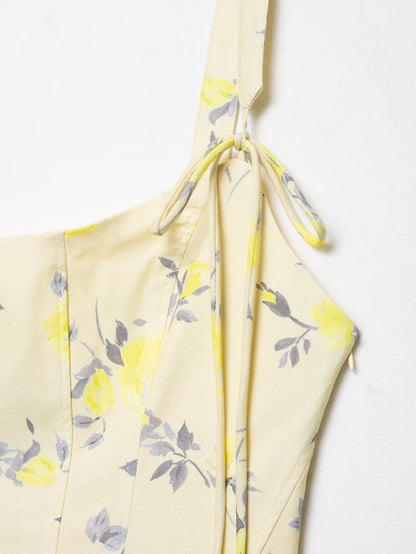 Womens Floral Poplin Strap Short Dress | noémi