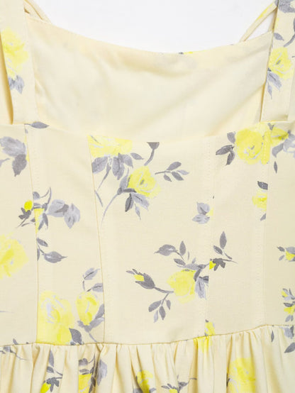 Womens Floral Poplin Strap Short Dress | noémi