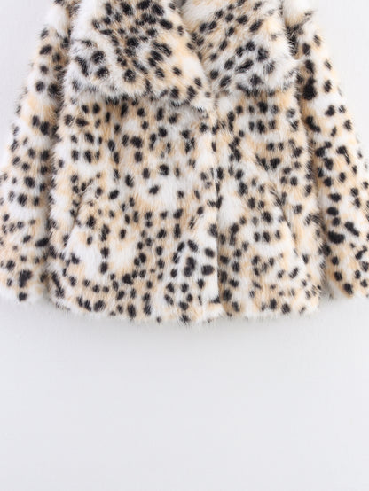 Leopard Print Faux Fur Coat | Oversized Winter Jacket with Plush Collar, Animal Print | noémi