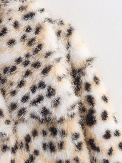 Leopard Print Faux Fur Coat | Oversized Winter Jacket with Plush Collar, Animal Print | noémi