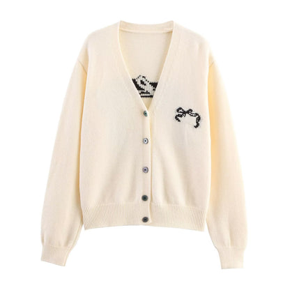 Womens Bow Ribbon Sweater | Loose Fit, Stylish Jacquard Knit | noémi