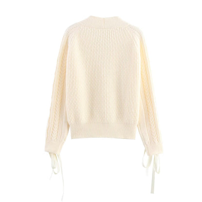 Womens Beaded Knit Cardigan | Pearl Detailing, Statement Buttons, Cream | noémi