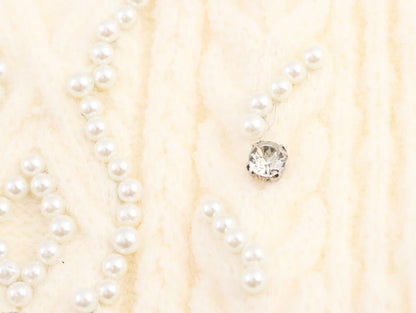 Womens Beaded Knit Cardigan | Pearl Detailing, Statement Buttons, Cream | noémi