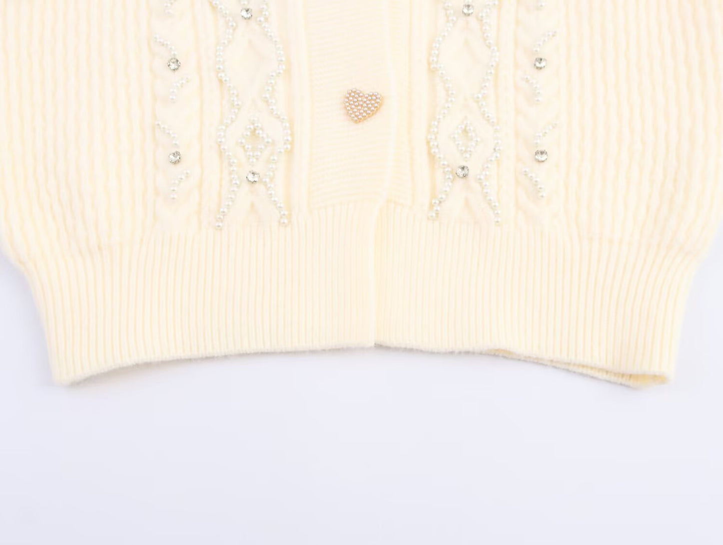 Womens Beaded Knit Cardigan | Pearl Detailing, Statement Buttons, Cream | noémi