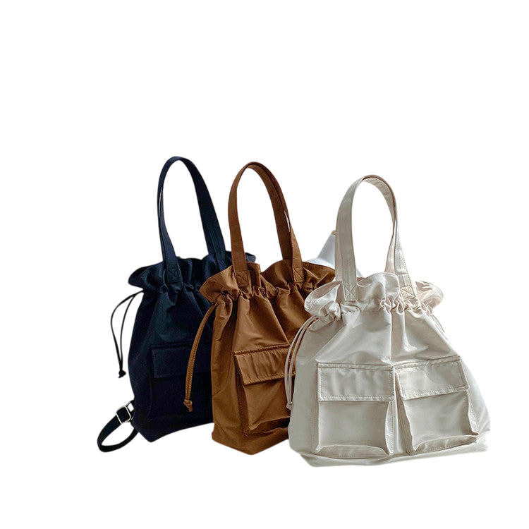 Large Brown Nylon Shoulder Backpack – Student Everyday Tote | noémi