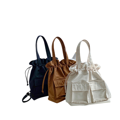 Large Brown Nylon Shoulder Backpack – Student Everyday Tote | noémi