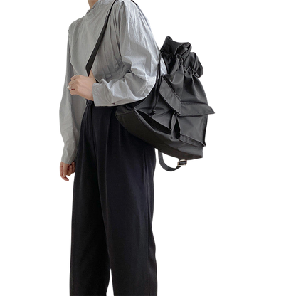 Large Brown Nylon Shoulder Backpack – Student Everyday Tote | noémi