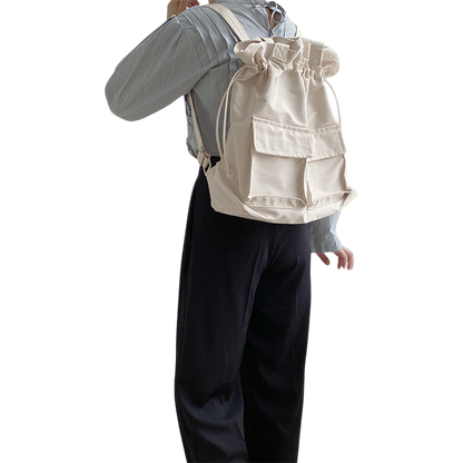 Large Brown Nylon Shoulder Backpack – Student Everyday Tote | noémi