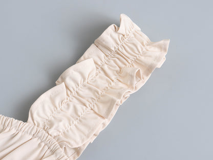 Womens Slim Fit Dress | Solid Color Ruffled Straps Waist Cinch | noémi