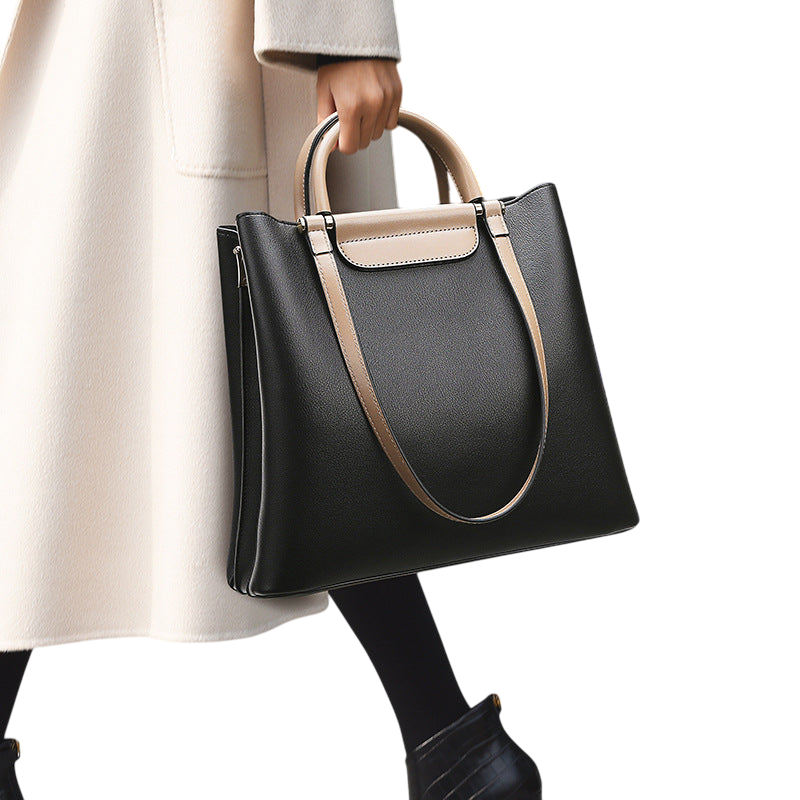 Large Black Textured Shoulder Tote – Urban Office Handbag | noémi