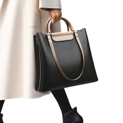 Large Black Textured Shoulder Tote – Urban Office Handbag | noémi